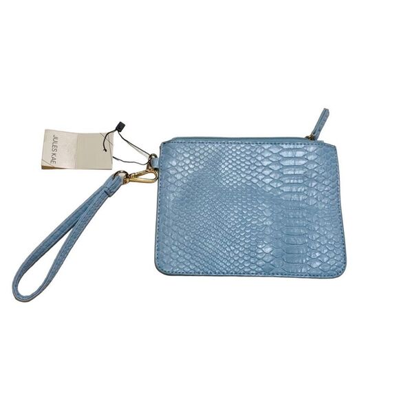 Jules Kae "Jen" Aqua Snake Leather Wristlet - Picture 5 of 8